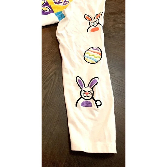 Vintage Michael Simon New York Easter Bunny Eggs Cardigan White Sweater Large L - Picture 4 of 13